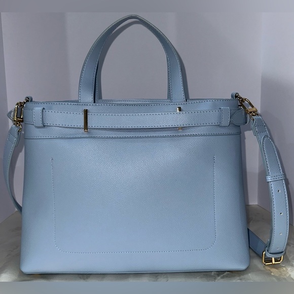Anne Klein Women's Cloud Blue Large Belted Satchel With Convertible Strap - Picture 2 of 11